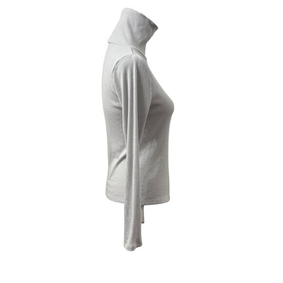 Old Navy Normcore Gray Ribbed Turtleneck Long Sleeve Stretch Top Womens Size M - Picture 4 of 10